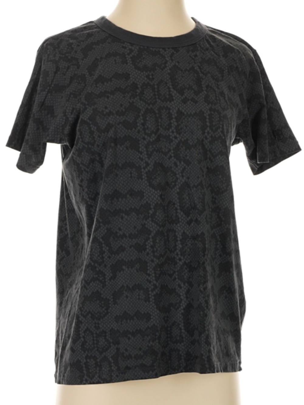 ANINE BING Lili Python Snake Print Tee Gray Black